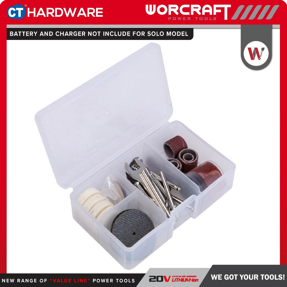 Worcraft CEMG-S20Li 20V Cordless Engraver Mini Grinder 33000RPM with 40pcs Accessories