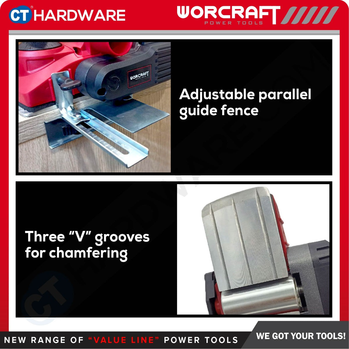 Worcraft CEP-S20LiB 20V Cordless Brushless Planer 82 x 2mm 15000RPM