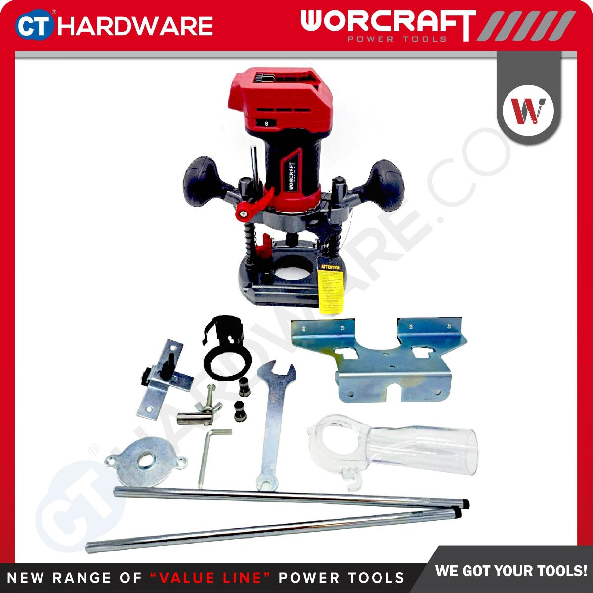 Worcraft CER-S20LiB 20V Cordless Brushless Router Trimmer 6/8mm 26000RPM
