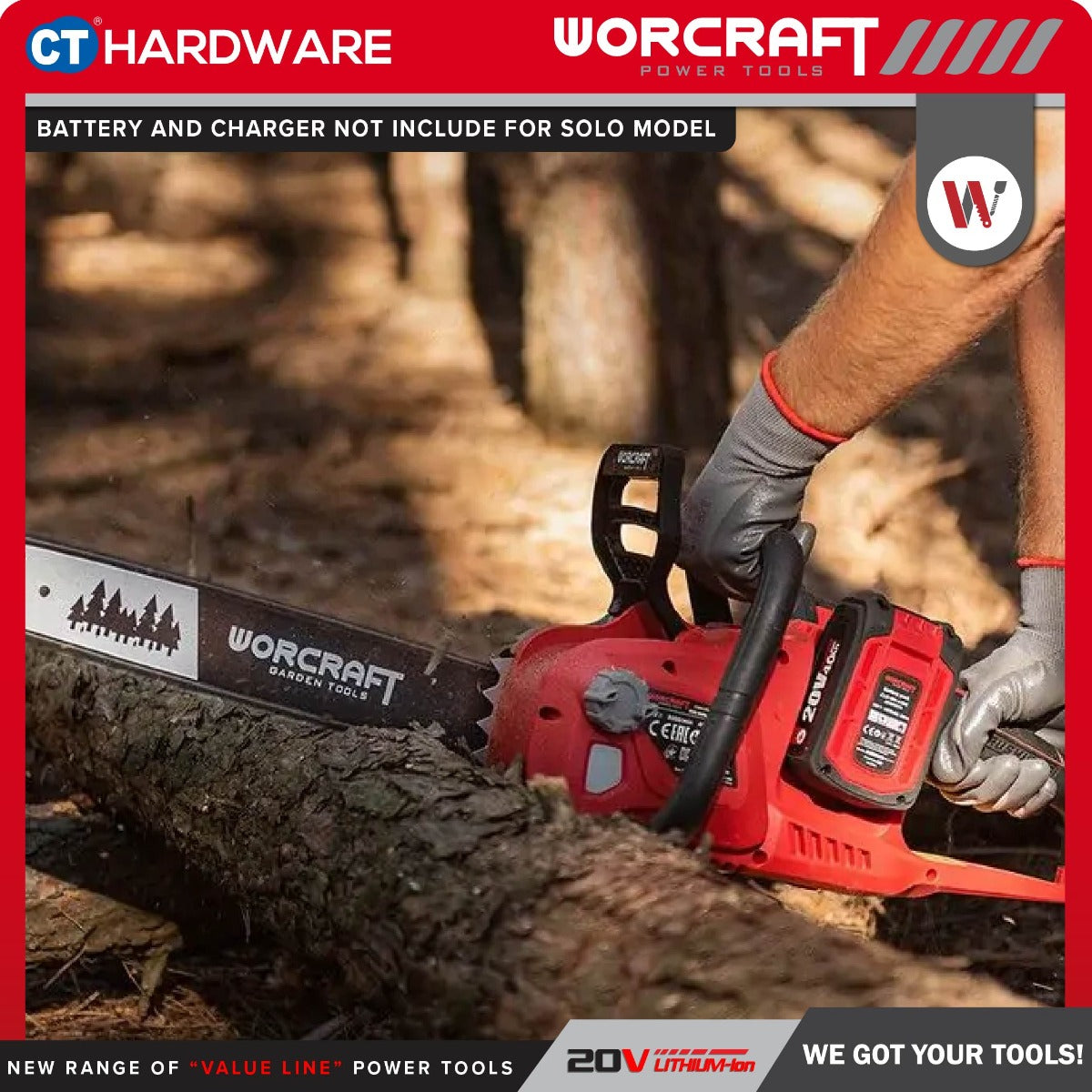 Worcraft CGC-S40LiBA 40V Cordless Brushless Chain Saw 16" 8000RPM
