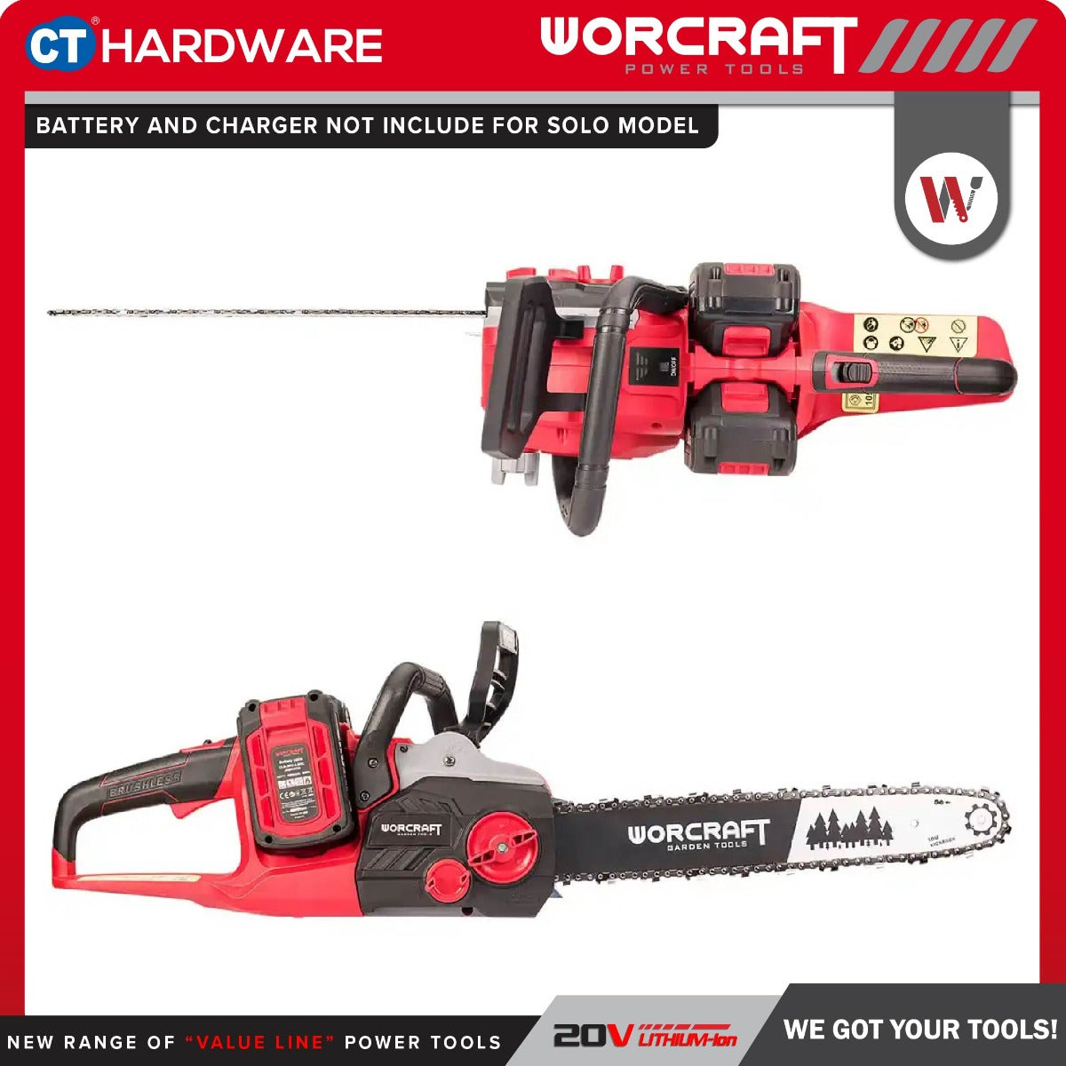 Worcraft CGC-S40LiBA 40V Cordless Brushless Chain Saw 16" 8000RPM