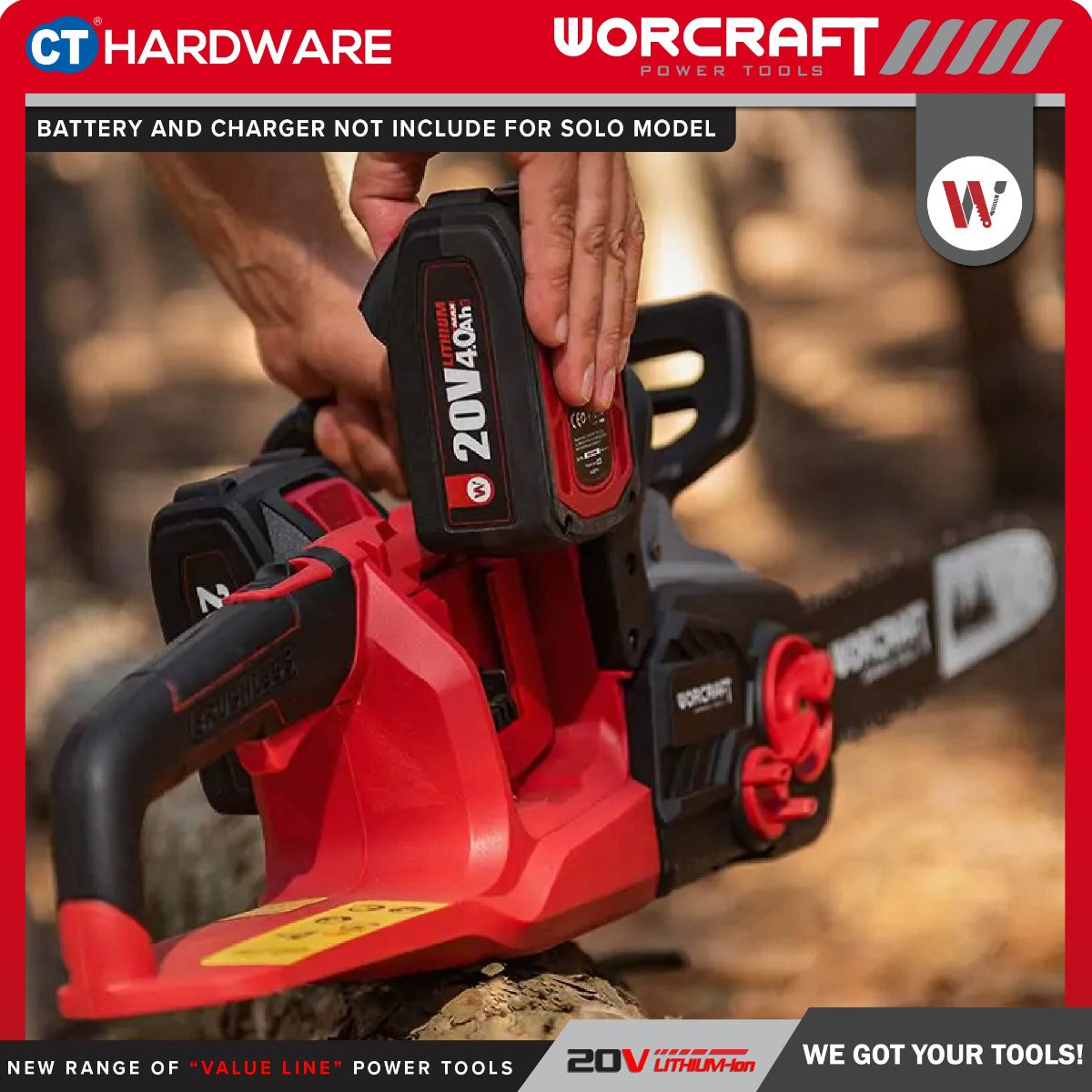 Worcraft CGC-S40LiBA 40V Cordless Brushless Chain Saw 16" 8000RPM