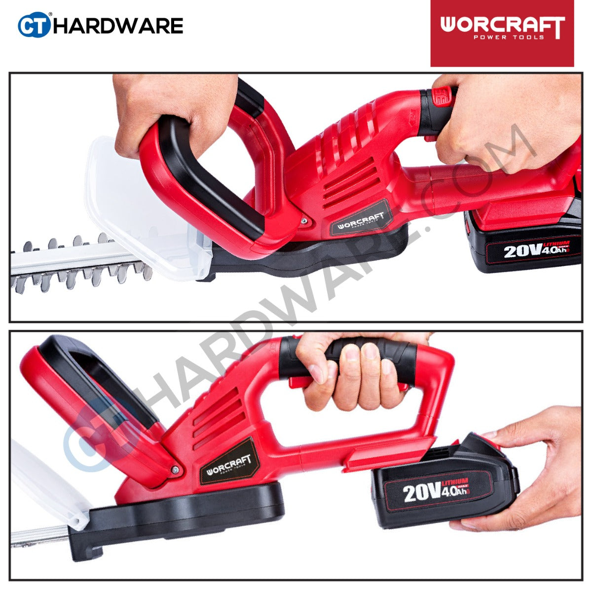 Worcraft CHT-S20LiA 20V Cordless Hedge Trimmer 22" 1200/min