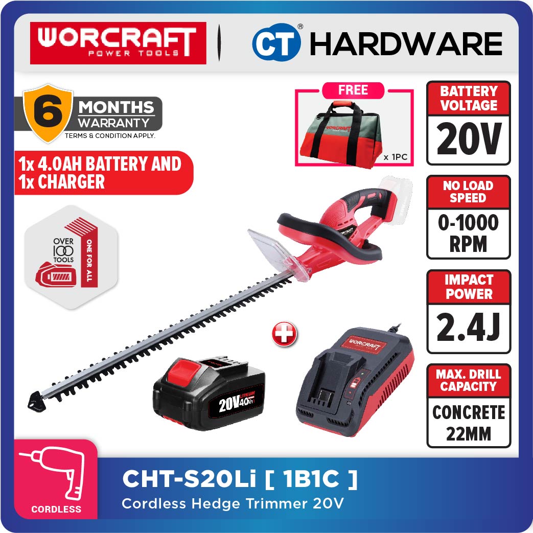 Worcraft CHT-S20LiA 20V Cordless Hedge Trimmer 22" 1200/min