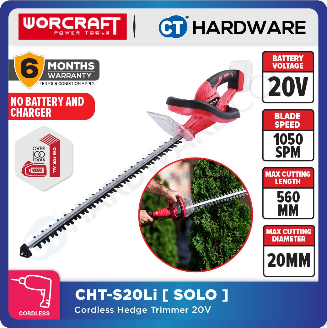 Worcraft CHT-S20LiA 20V Cordless Hedge Trimmer 22" 1200/min