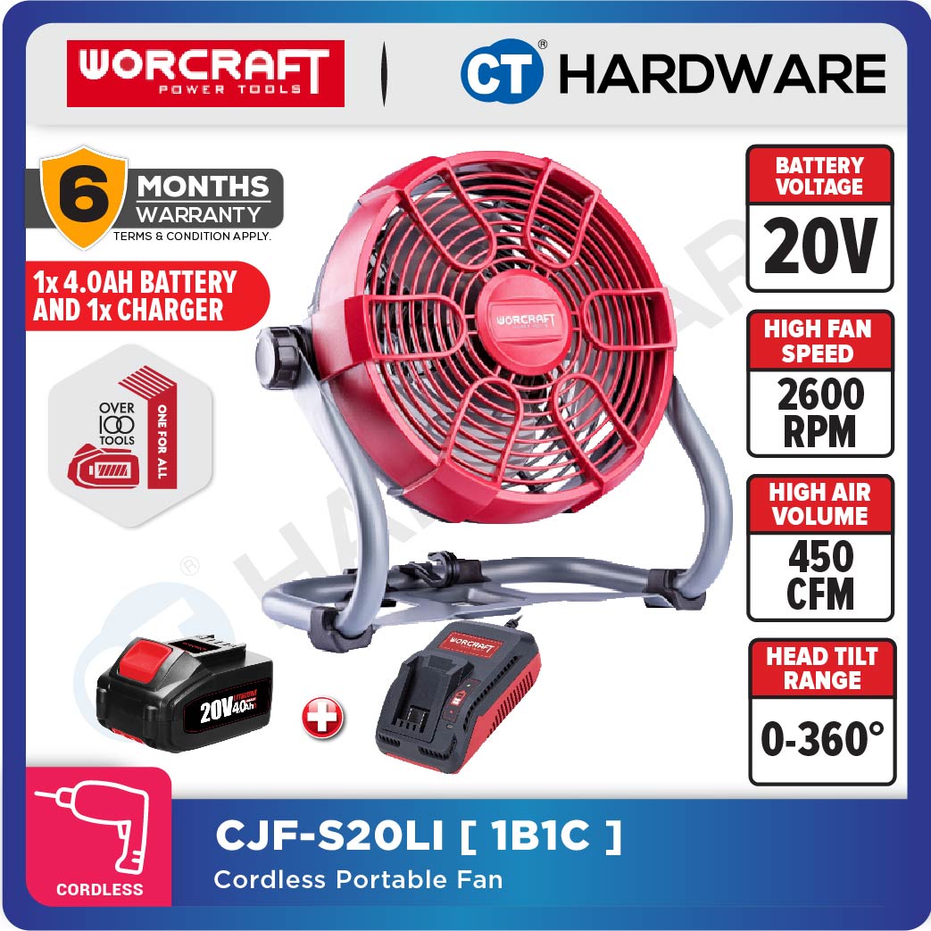 Worcraft CJF-S20Li 20V Cordless Jobsite Fan 9"