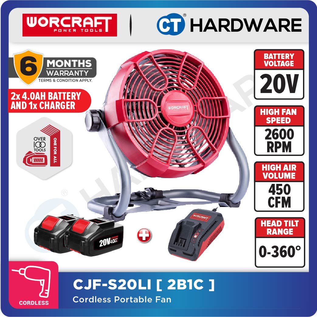 Worcraft CJF-S20Li 20V Cordless Jobsite Fan 9"