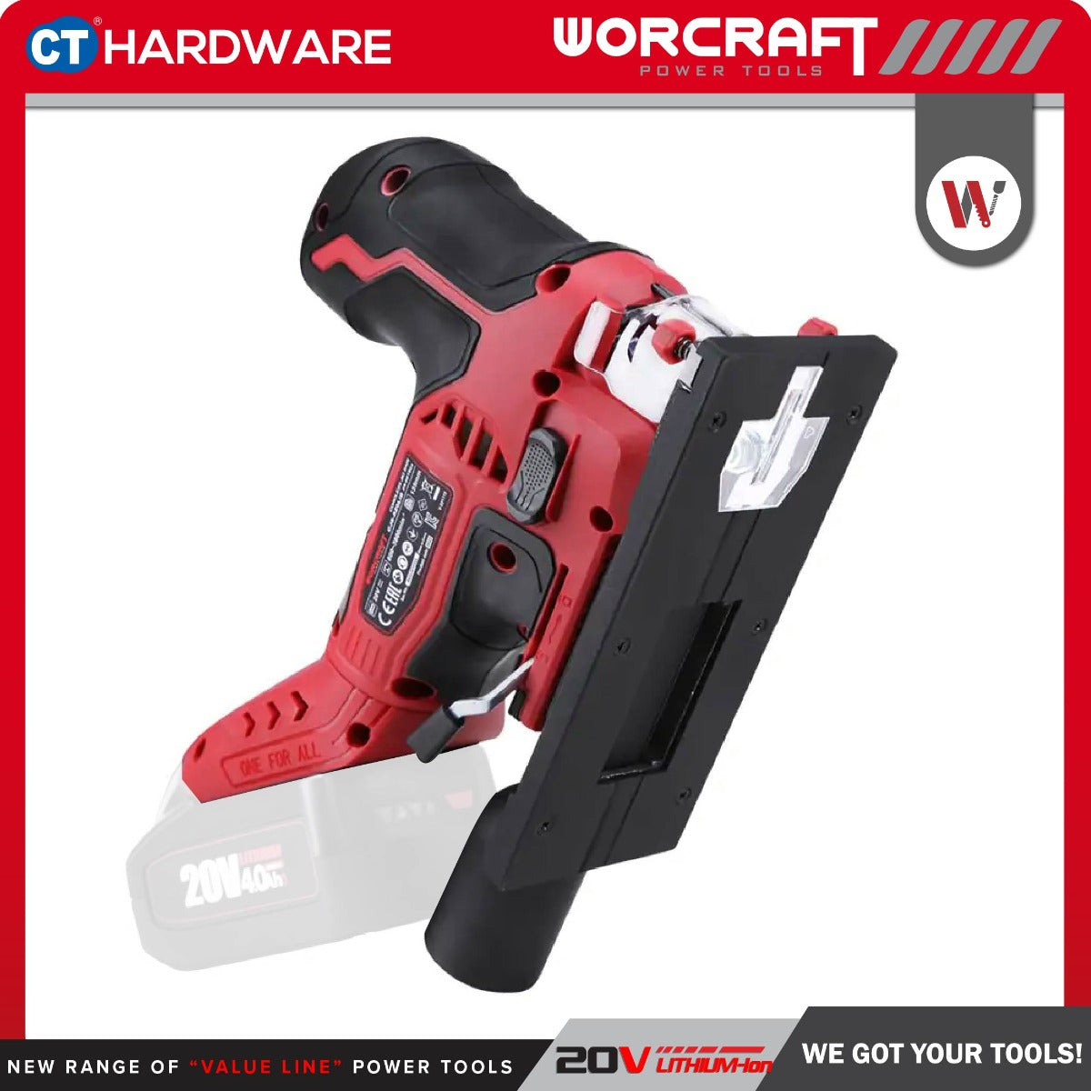 Worcraft CJS-S20LiB 20V Cordless Brushless Jigsaw 26mm 3800SPM