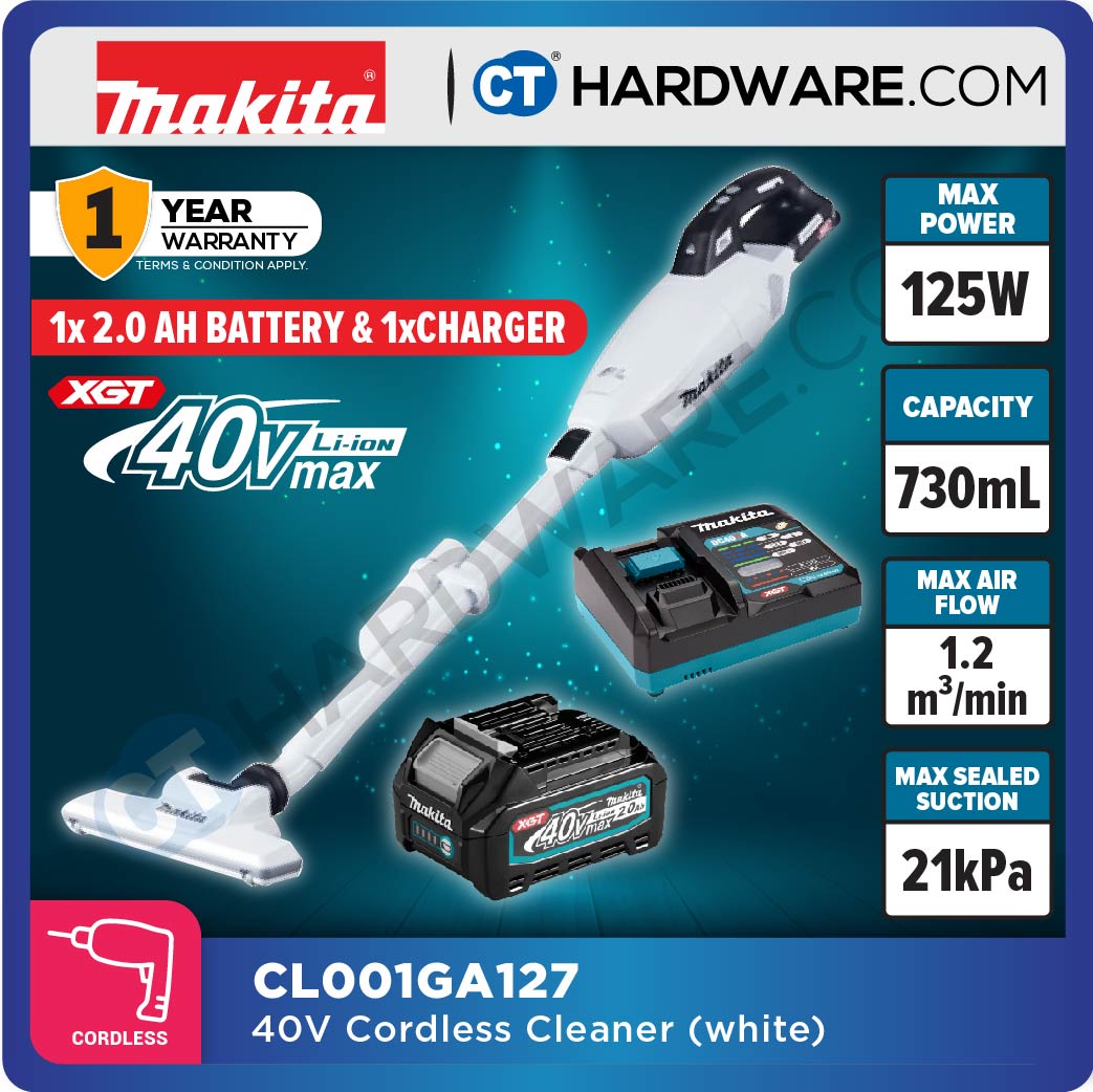Makita CL001GA127/ GA116/ GZ04/ GZ10 XGT 40Vmax Cordless Brushless Cleaner 730ml 21kPa (Body Only | 1-Battery)