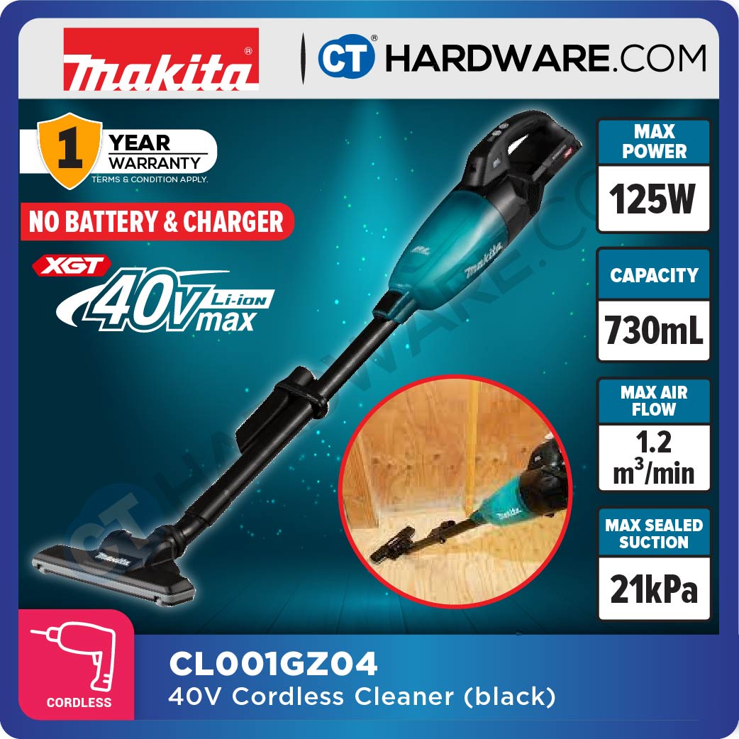 Makita CL001GA127/ GA116/ GZ04/ GZ10 XGT 40Vmax Cordless Brushless Cleaner 730ml 21kPa (Body Only | 1-Battery)