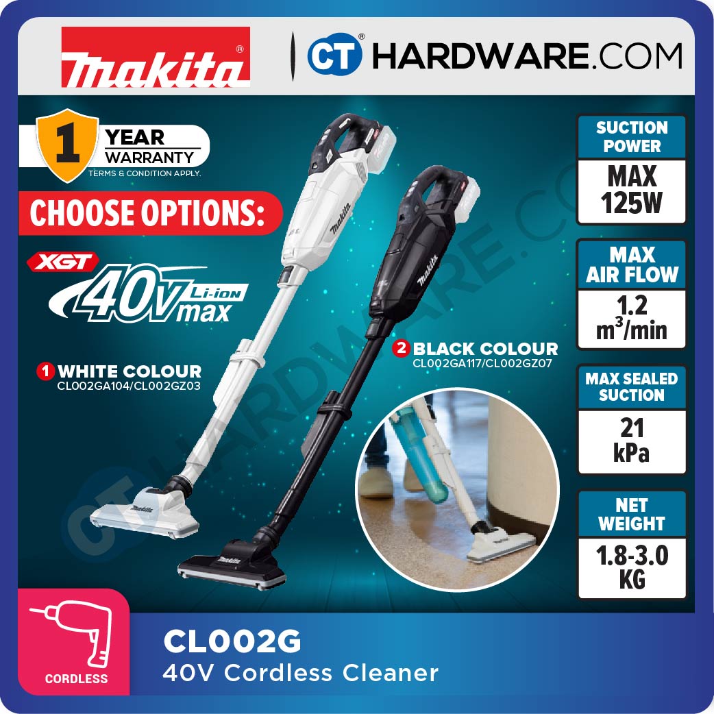 Makita CL002GA117/ GA104/ GZ03/ GZ07 XGT 40Vmax Cordless Brushless Cleaner 500ml 21kPa (Body Only | 1-Battery)