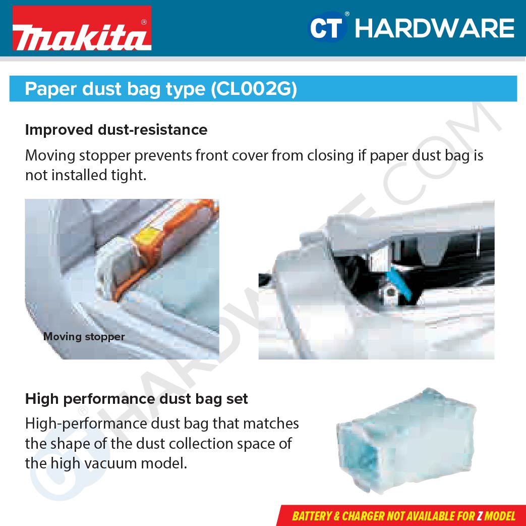 Makita CL002GA117/ GA104/ GZ03/ GZ07 XGT 40Vmax Cordless Brushless Cleaner 500ml 21kPa (Body Only | 1-Battery)