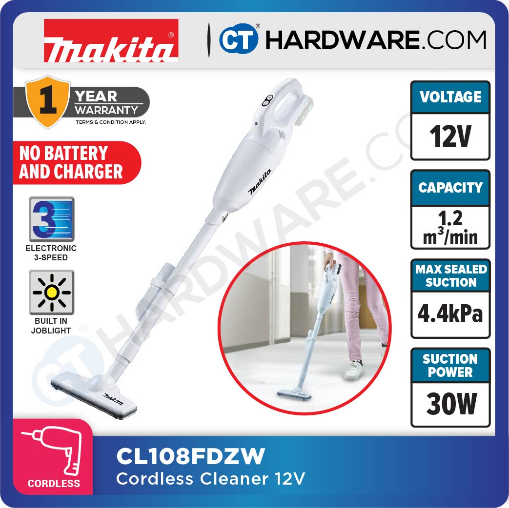 Makita CL108FDWYW/ FDZW CXT 12Vmax Cordless Cleaner 600ml 4.4kPa (Body Only | 1-Battery)