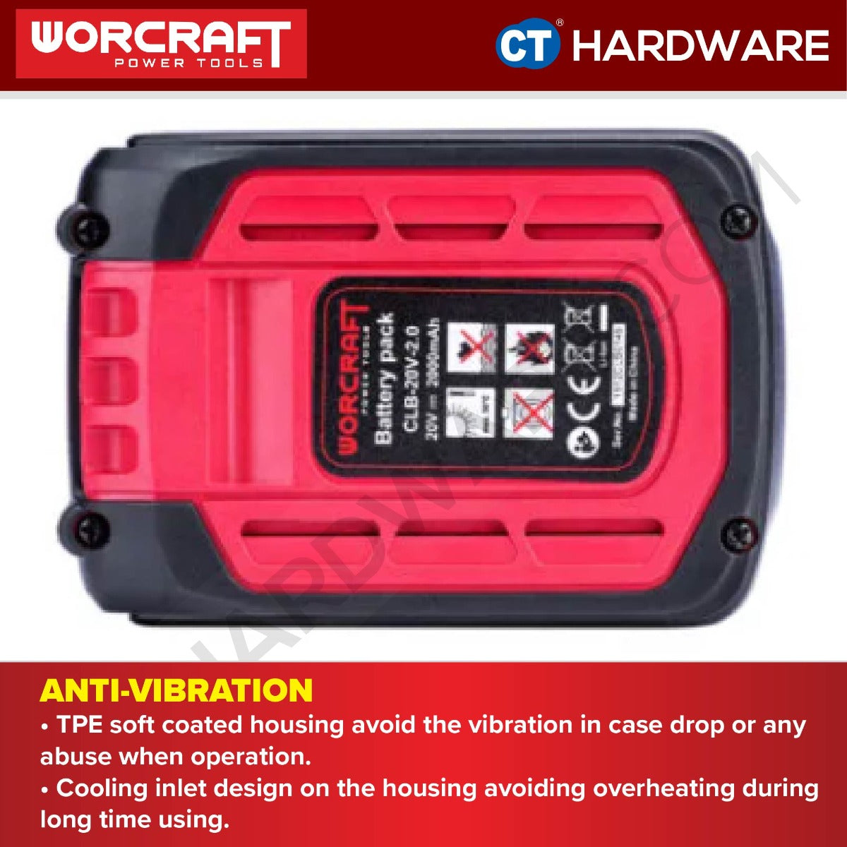 WORCRAFT CLB-20V-2.0 BATTERY PACK 20V 2.0AH (CLB20V20)
