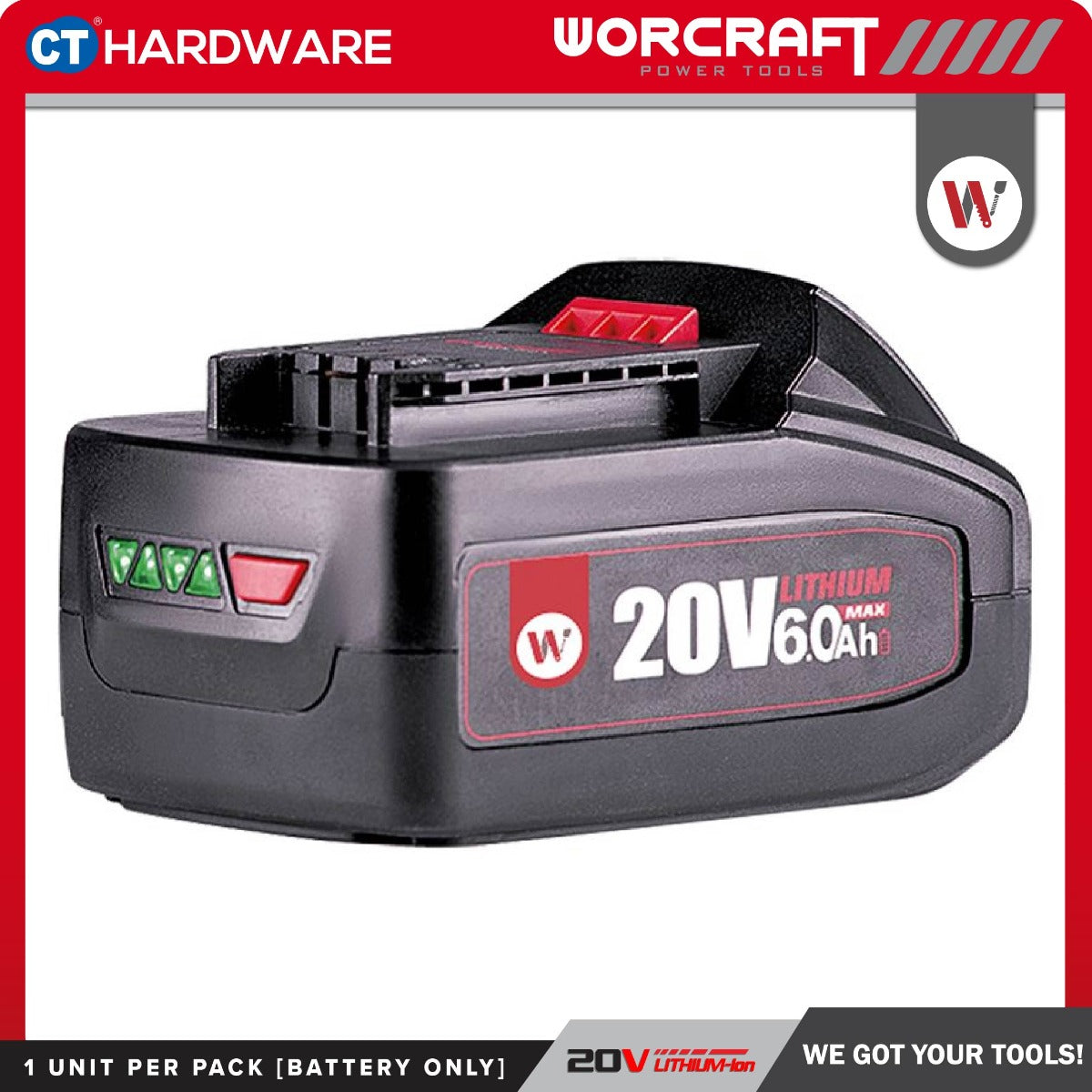 WORCRAFT CLB20V60HC BATTERY PACK 20V | 6.0AH - 1PC