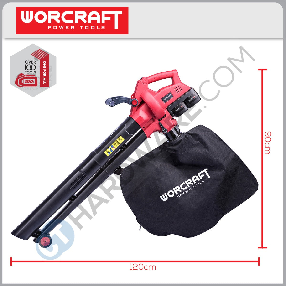WORCRAFT CLBV-S40LI CORDLESS LEAF VACUUM BLOWER 20V+20V | 7000-12000/MIN | 21KM/H (CLBVS40LI)