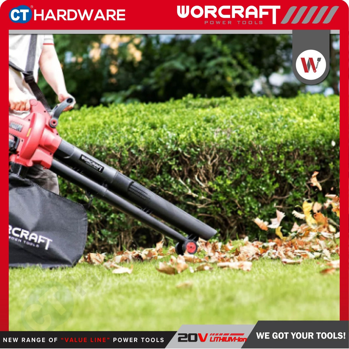 WORCRAFT CLBV-S40LI CORDLESS LEAF VACUUM BLOWER 20V+20V | 7000-12000/MIN | 21KM/H (CLBVS40LI)