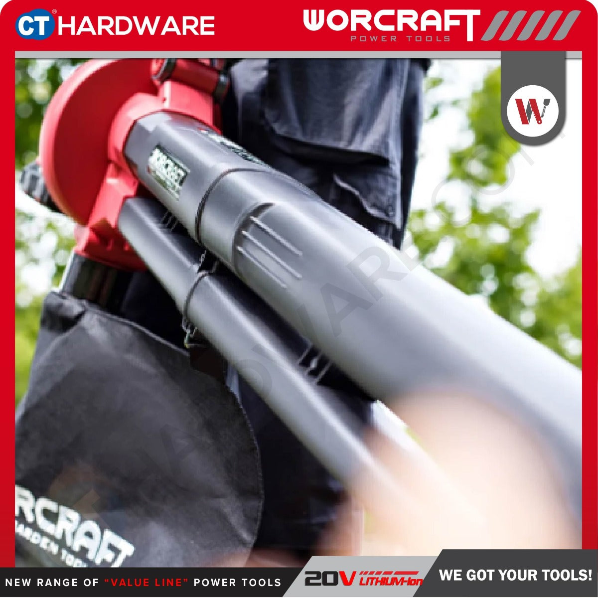 WORCRAFT CLBV-S40LI CORDLESS LEAF VACUUM BLOWER 20V+20V | 7000-12000/MIN | 21KM/H (CLBVS40LI)