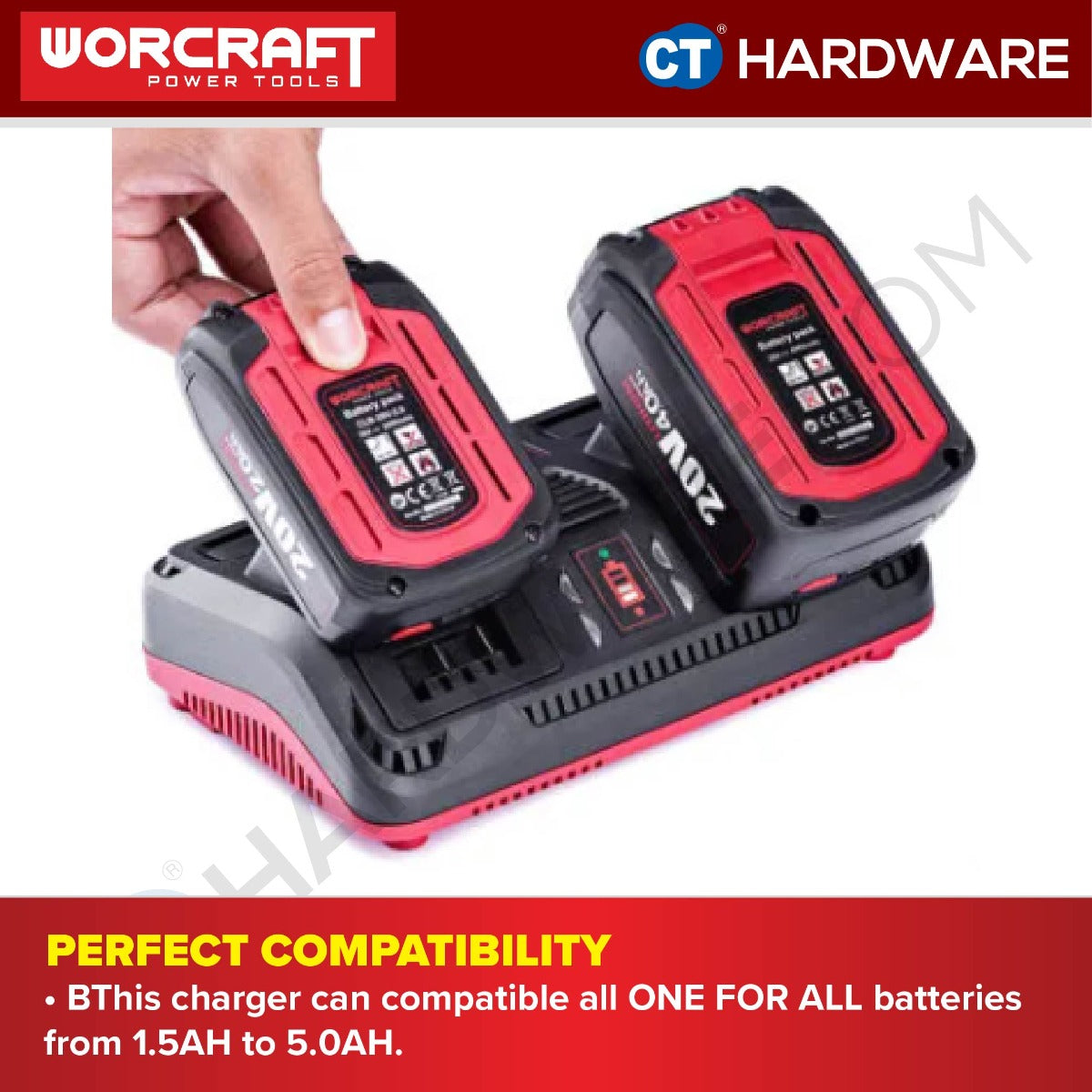 WORCRAFT CLC-20V-24D TWO PORT BATTERY CHARGER 20V (CLB20V24D)