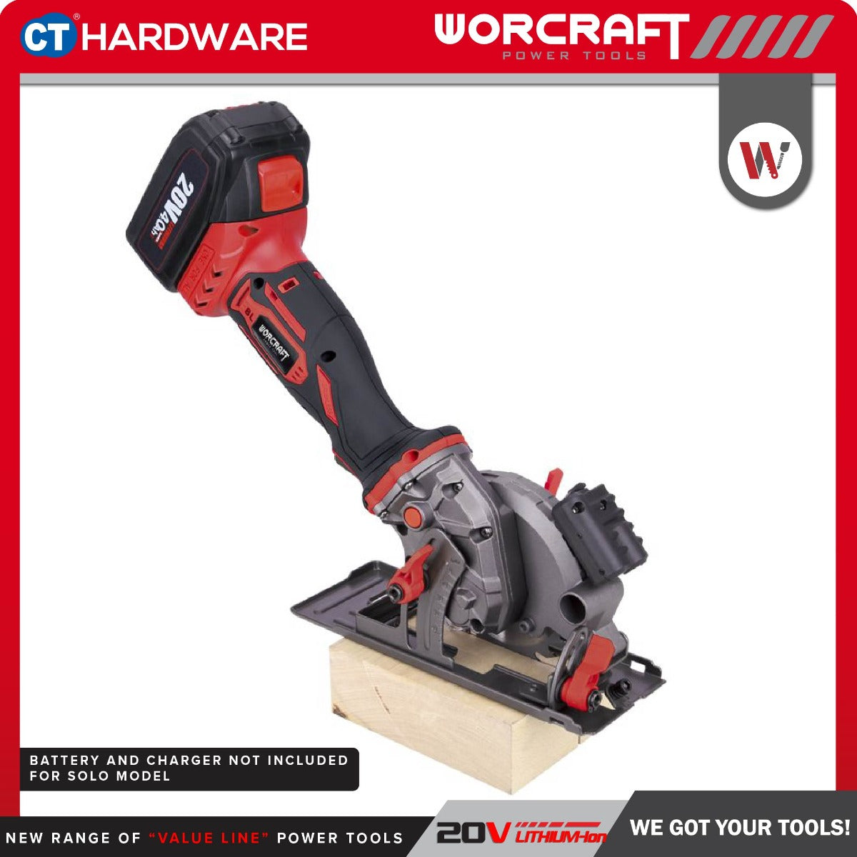 Worcraft CMCS-S20LiB 20V Cordless Brushless Mini Circular Saw 4-1/2" 5200RPM with 24T Blade