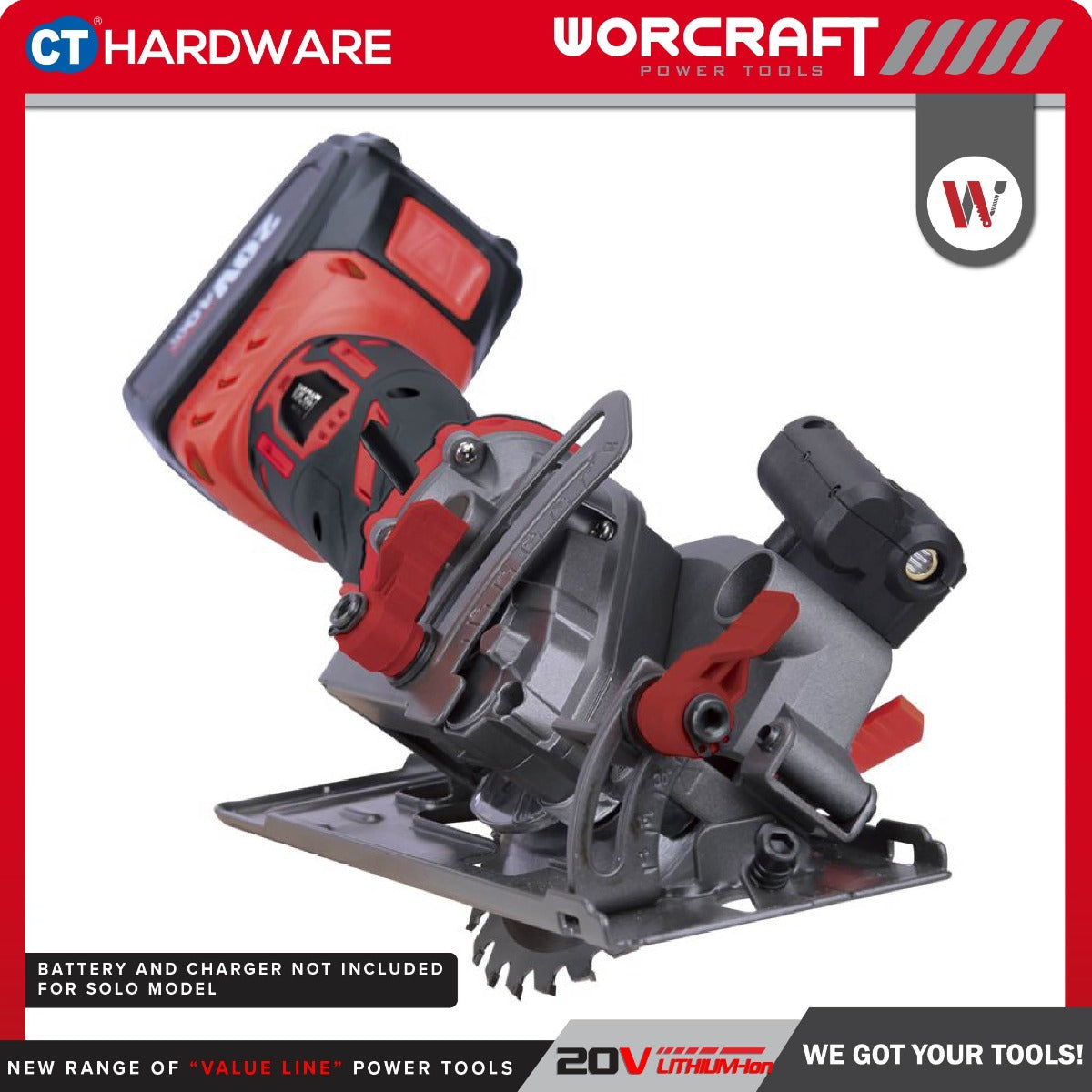 Worcraft CMCS-S20LiB 20V Cordless Brushless Mini Circular Saw 4-1/2" 5200RPM with 24T Blade