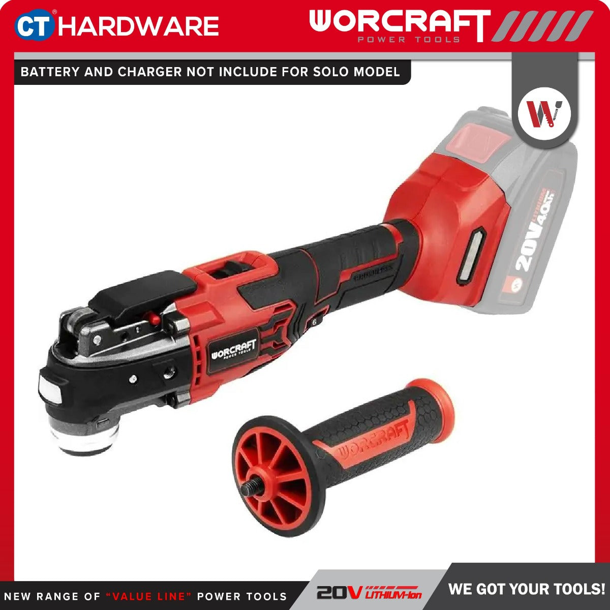 Worcraft CMT-S20LiB 20V Cordless Brushless Multi Tool 8000-10000RPM