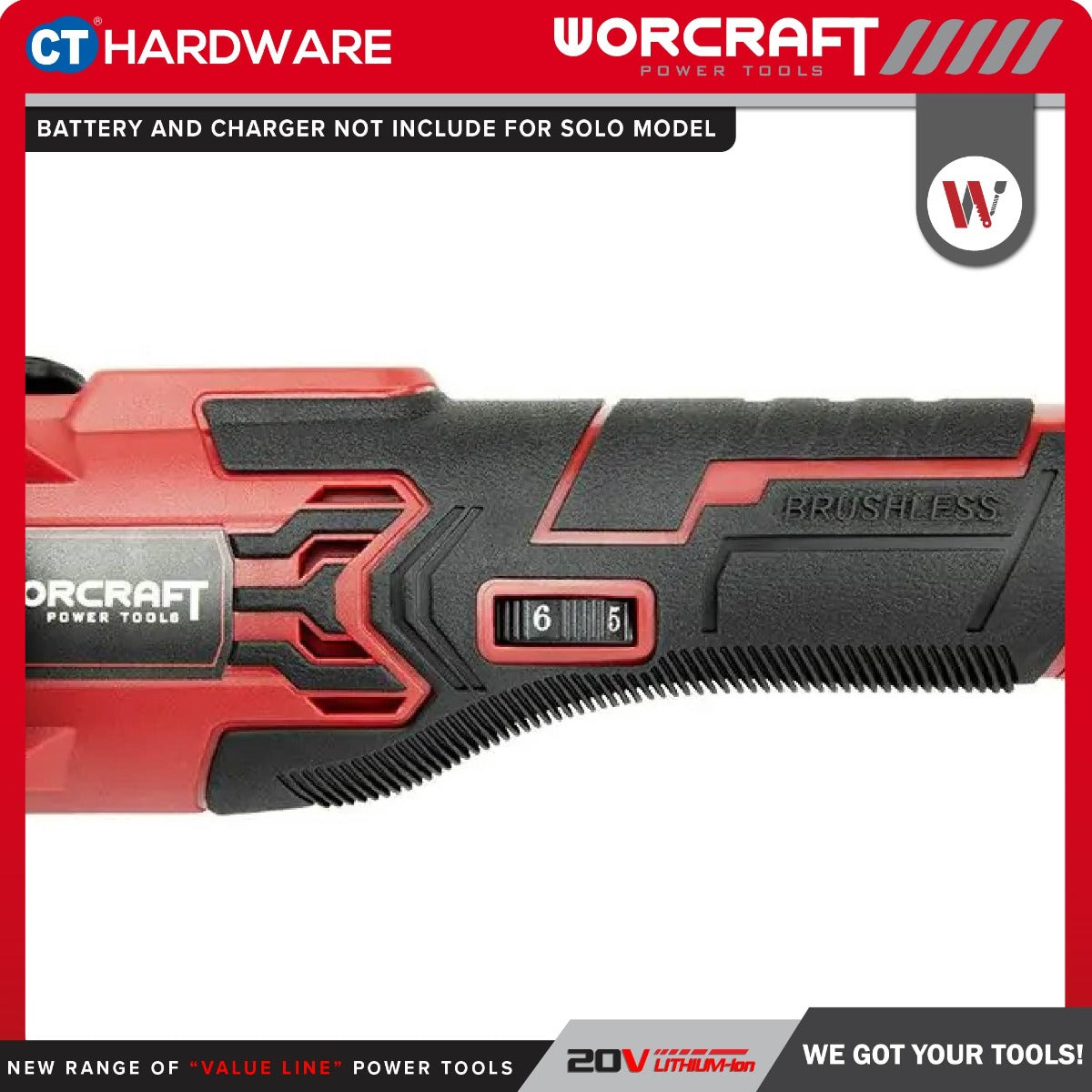 Worcraft CMT-S20LiB 20V Cordless Brushless Multi Tool 8000-10000RPM