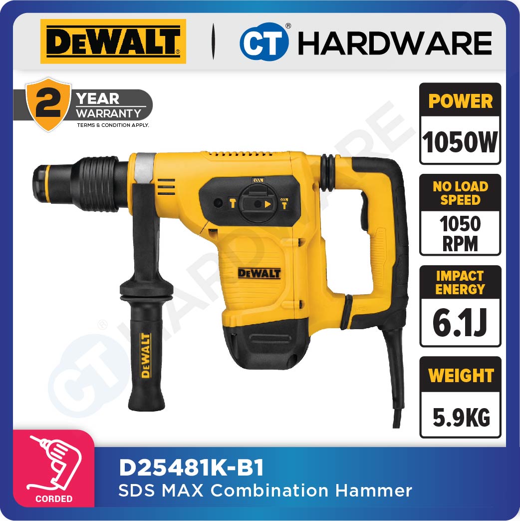 DEWALT D25481K-XD SDS MAX 3 MODE COMBINATION HAMMER 1100W 40MM 400RPM 6.1KG