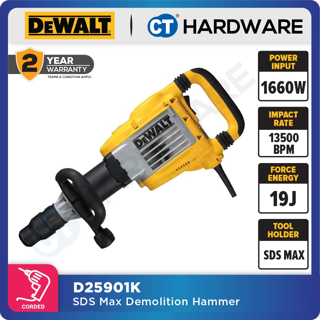 DEWALT D25901K-B1 SDS MAX DEMOLOTION HAMMER 1550W 1020-2040BPM 10.9KG