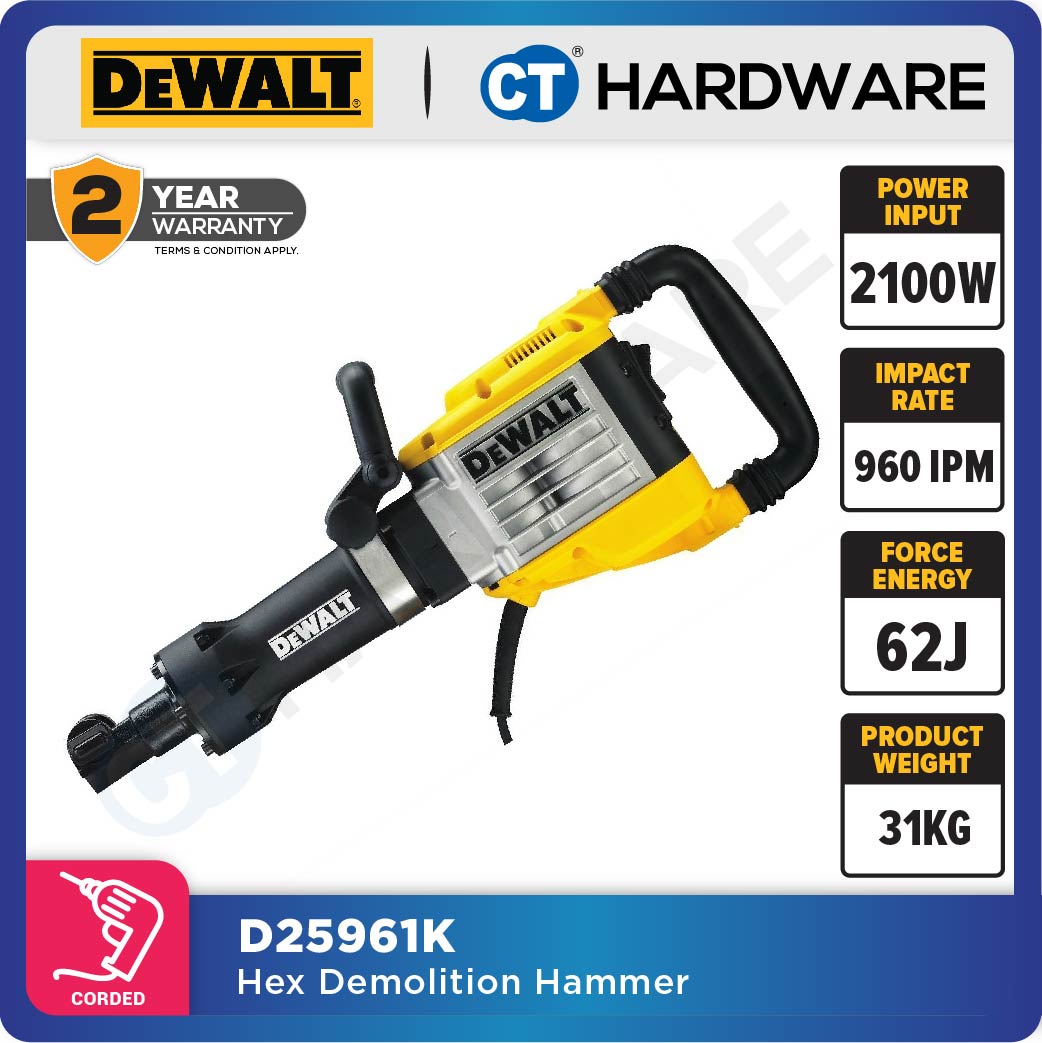 DEWALT D25961K HEX DEMOLOTION HAMMER 30MM 1600W 1450BPM 16KG