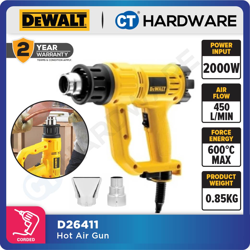 DEWALT D26411 HOT AIR GUN 1800W 250/450 L/MIN 22MM