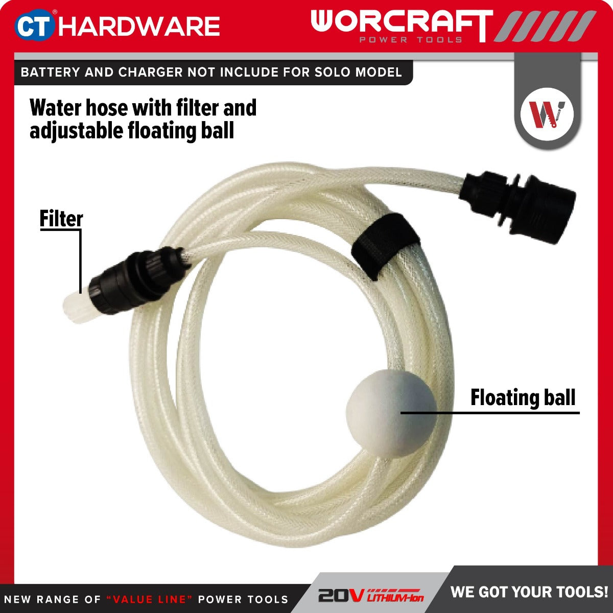 WORCRAFT CPC-S20LI CORDLESS PRESSURE CLEANER 20V | 28BAR | 2.5L/MIN