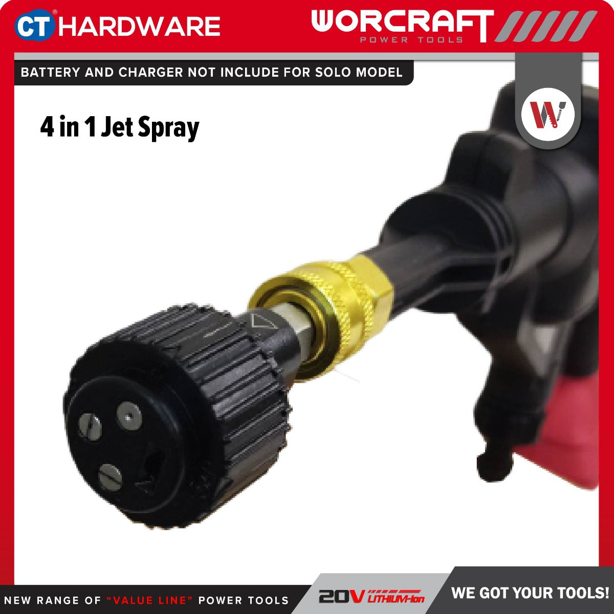 WORCRAFT CPC-S20LI CORDLESS PRESSURE CLEANER 20V | 28BAR | 2.5L/MIN