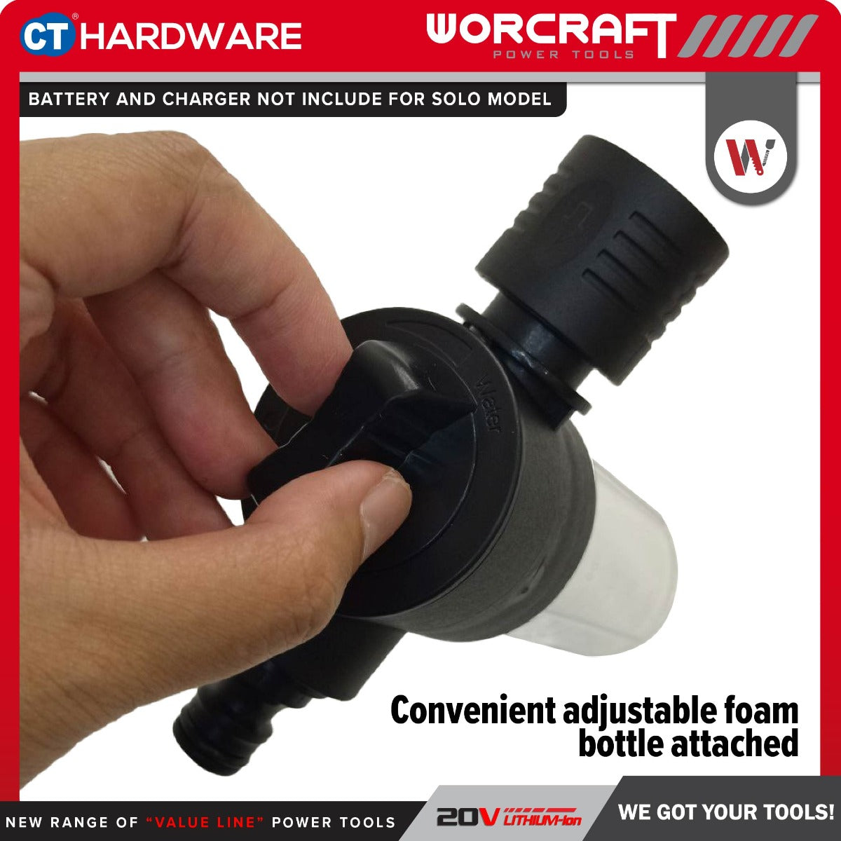 WORCRAFT CPC-S20LI CORDLESS PRESSURE CLEANER 20V | 28BAR | 2.5L/MIN