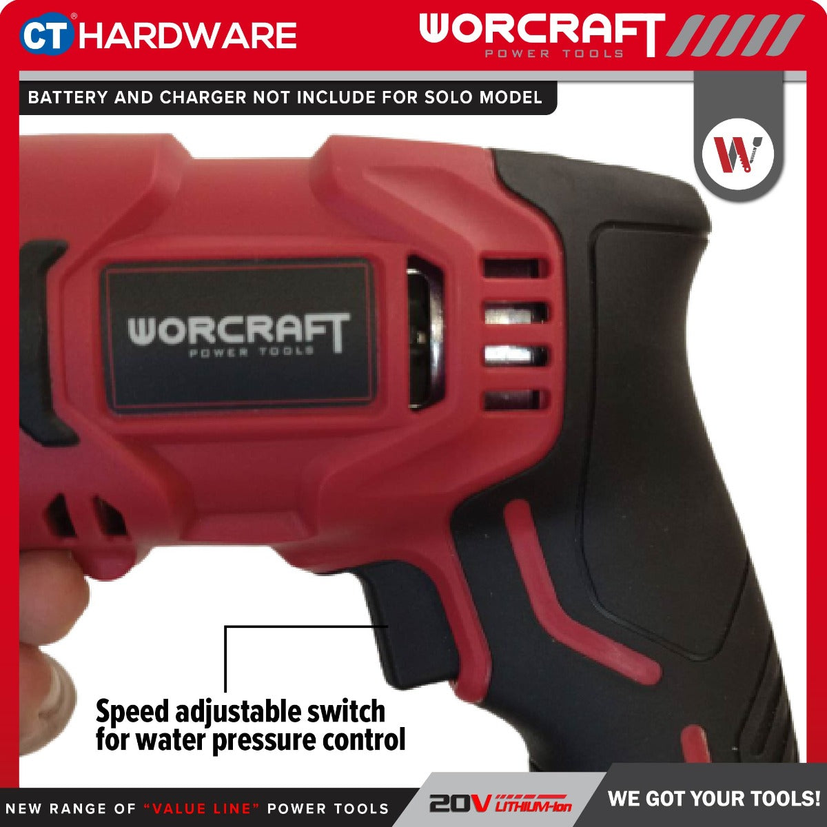 WORCRAFT CPC-S20LI CORDLESS PRESSURE CLEANER 20V | 28BAR | 2.5L/MIN