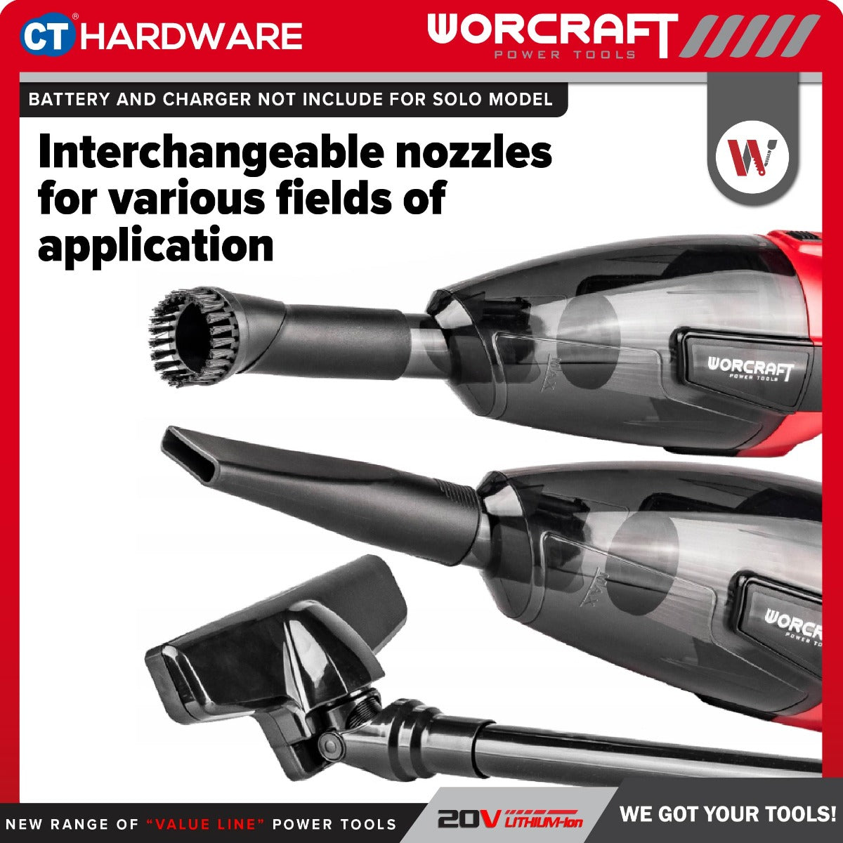 Worcraft CPVC-S20LiA 20V Cordless Portable Vacuum Cleaner 8kPa 600ml