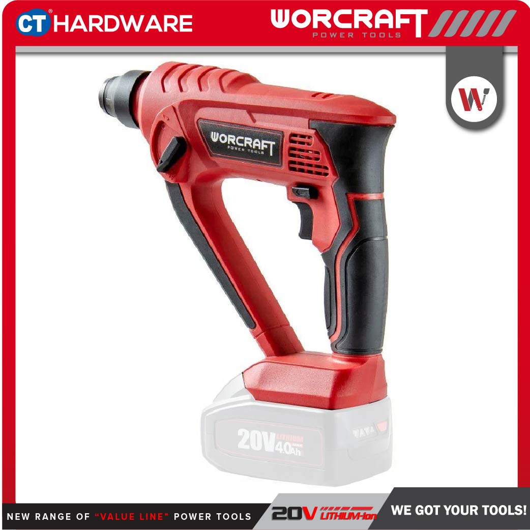 WORCRAFT CRH-S20LiEM Cordless Rotary Hammer 2-Mode | 20V | 900RPM | SDS PLUS Come With 1x 2.0Ah Battery + 1x Charger