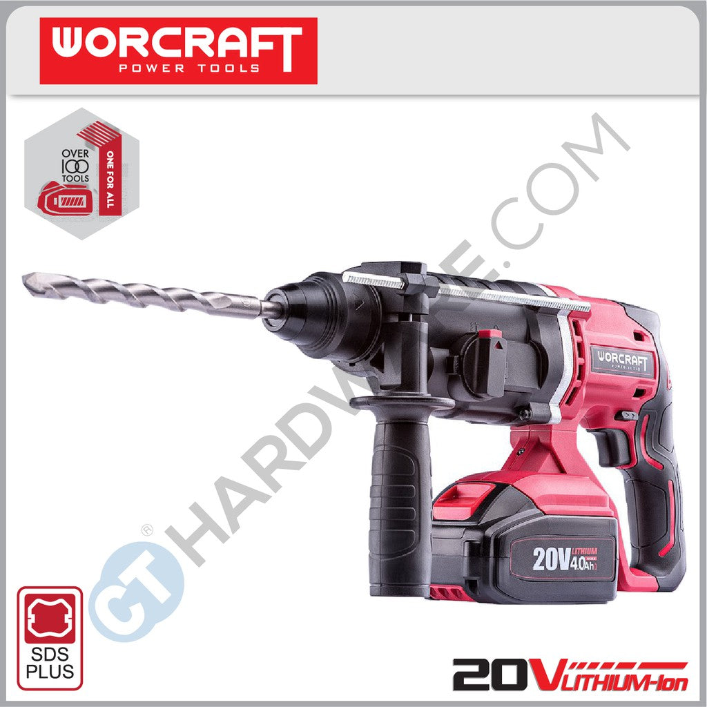 WORCRAFT CRH-S20LIT CORDLESS ROTARY HAMMER 20V 3 MODE 1000RPM (SDS PLUS) (CRHS20LIT)