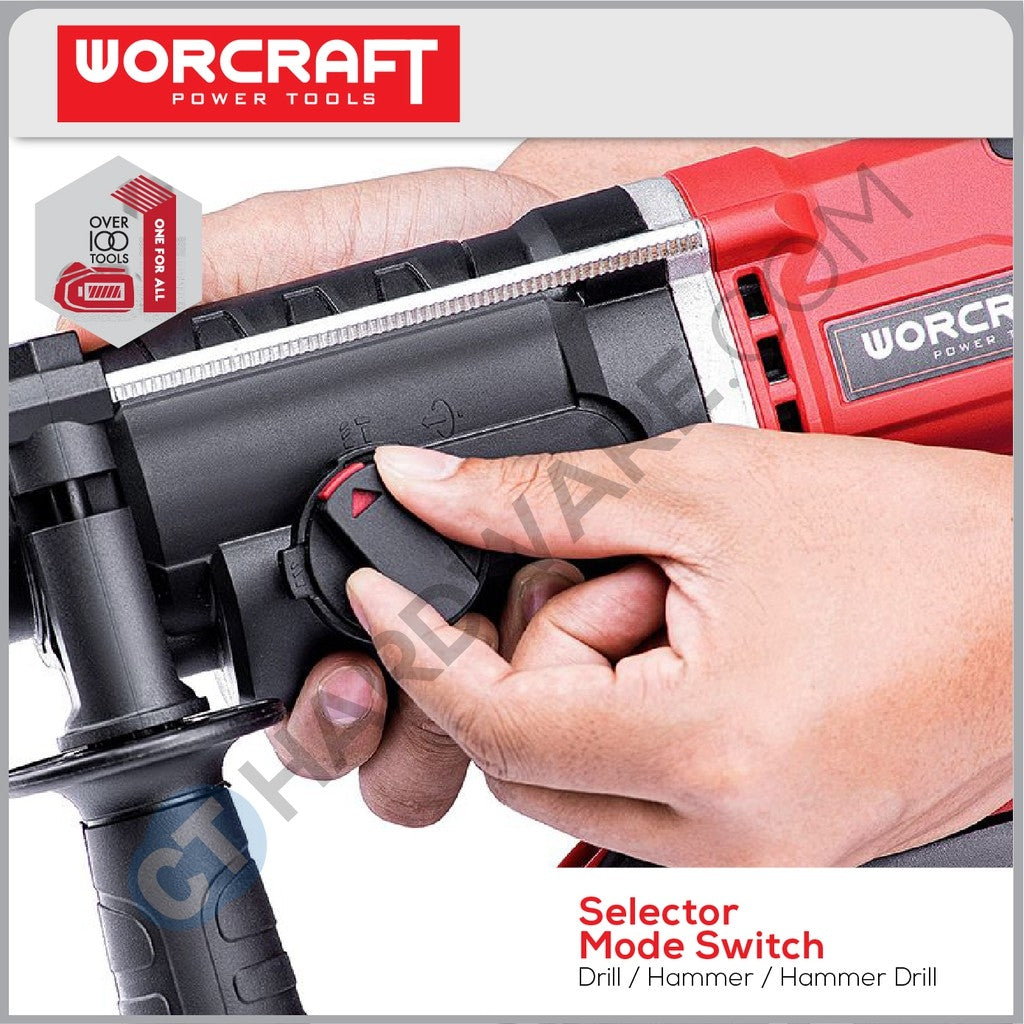 WORCRAFT CRH-S20LIT CORDLESS ROTARY HAMMER 20V 3 MODE 1000RPM (SDS PLUS) (CRHS20LIT)