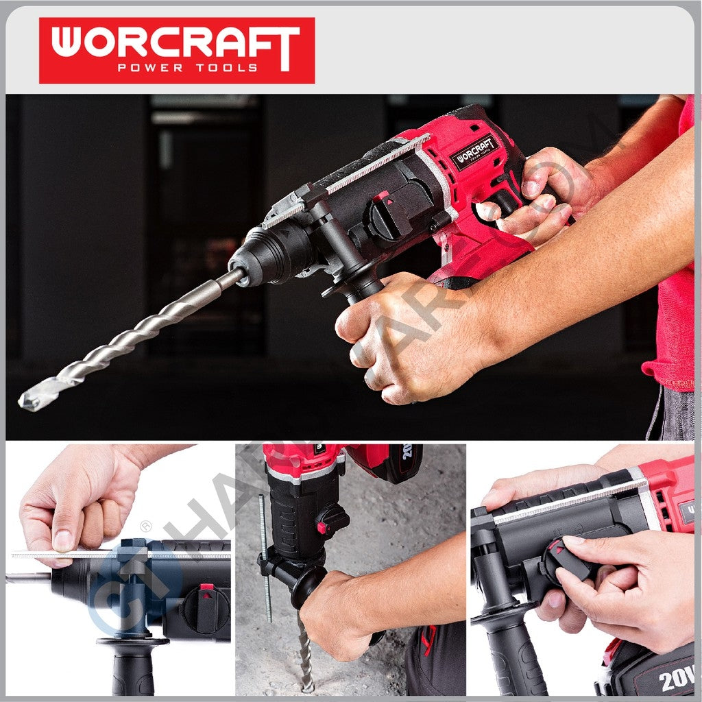 WORCRAFT CRH-S20LIT CORDLESS ROTARY HAMMER 20V 3 MODE 1000RPM (SDS PLUS) (CRHS20LIT)