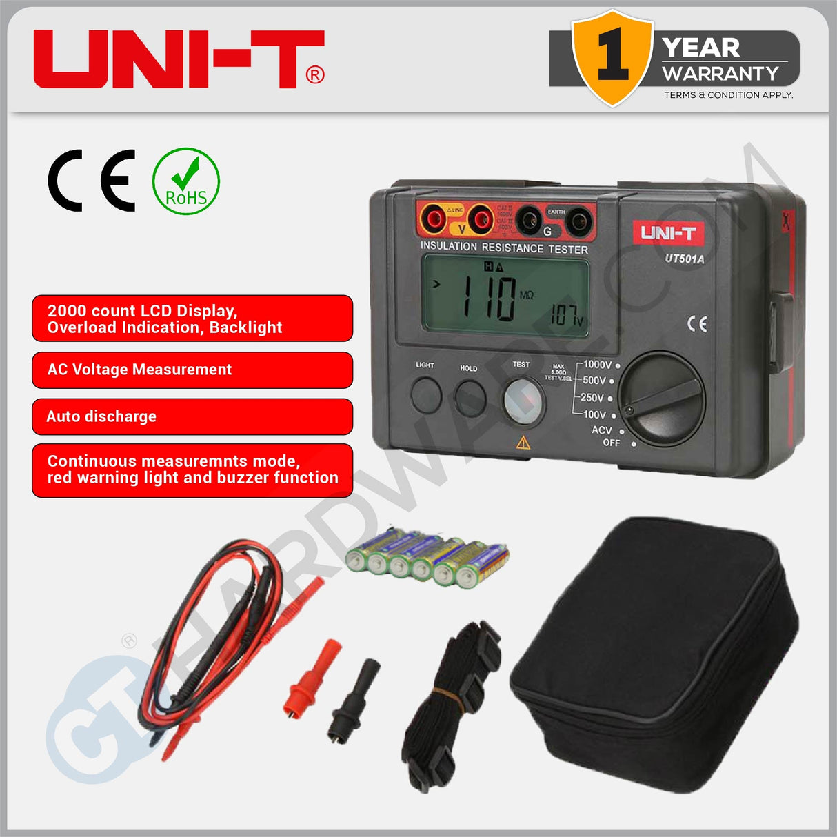 UNI-T UT501A Insulation Resistance Tester