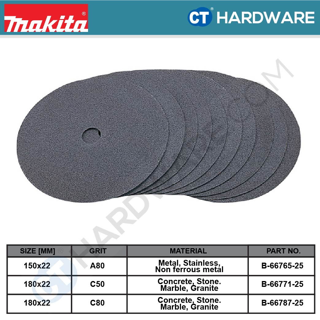 Makita B-66765-25 Fiber Sanding Disc 150mm A80 (25pcs Pack) For Metal
