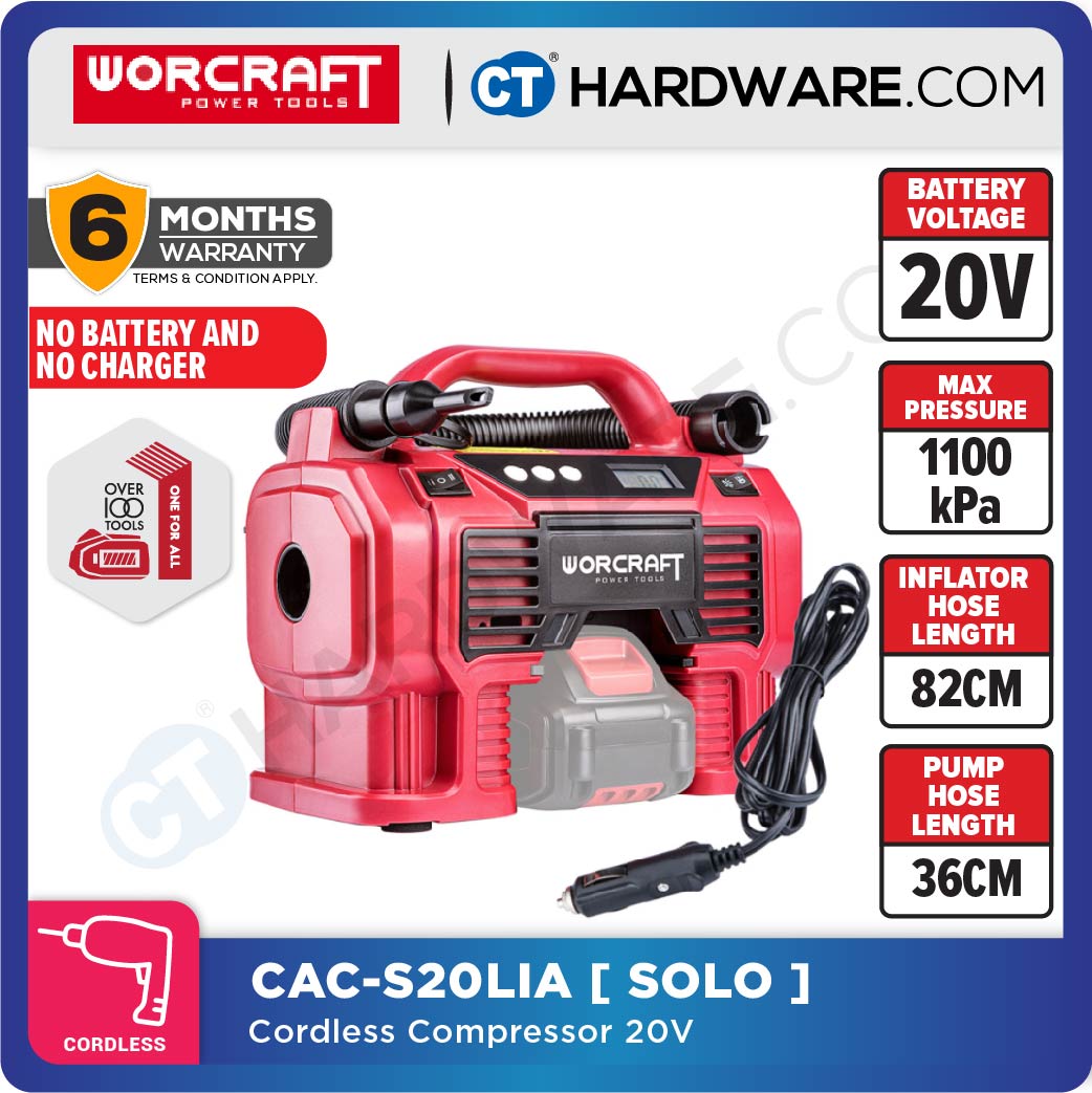 Worcraft CAC-S20LiA 20V Cordless Multi Air Pump 11 Bar 160PSI