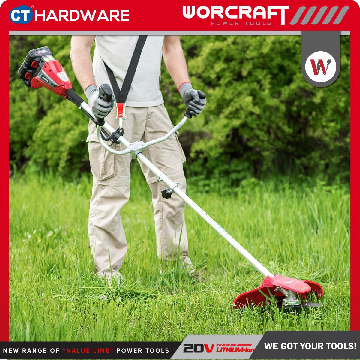 Worcraft CGT-S40LiBH 40V Cordless Brushless Grass Trimmer 250mm 6000RPM