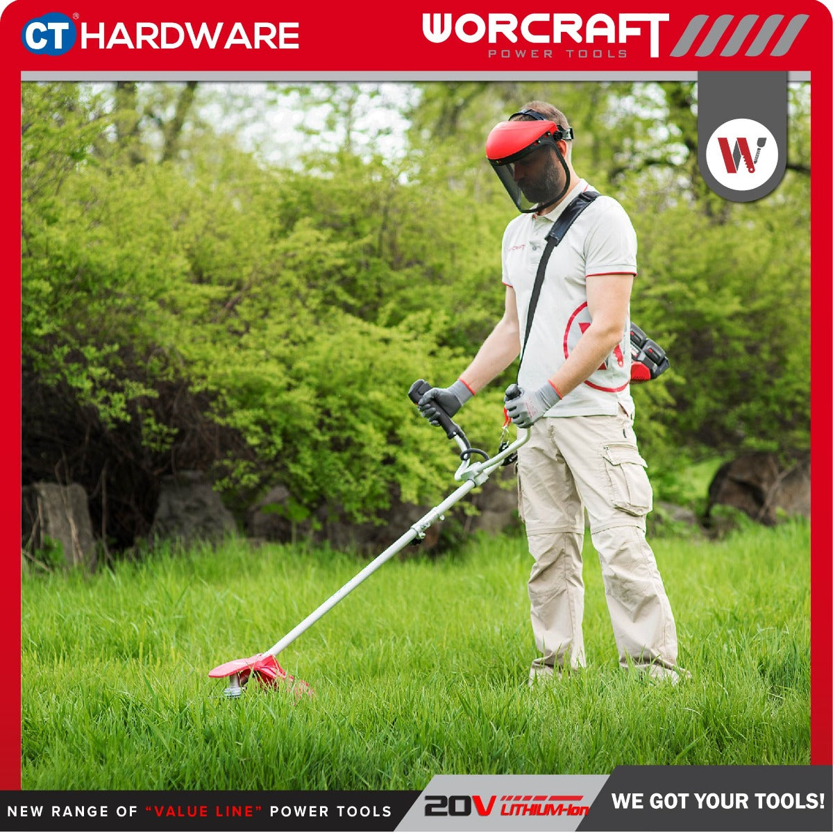Worcraft CGT-S40LiBH 40V Cordless Brushless Grass Trimmer 250mm 6000RPM