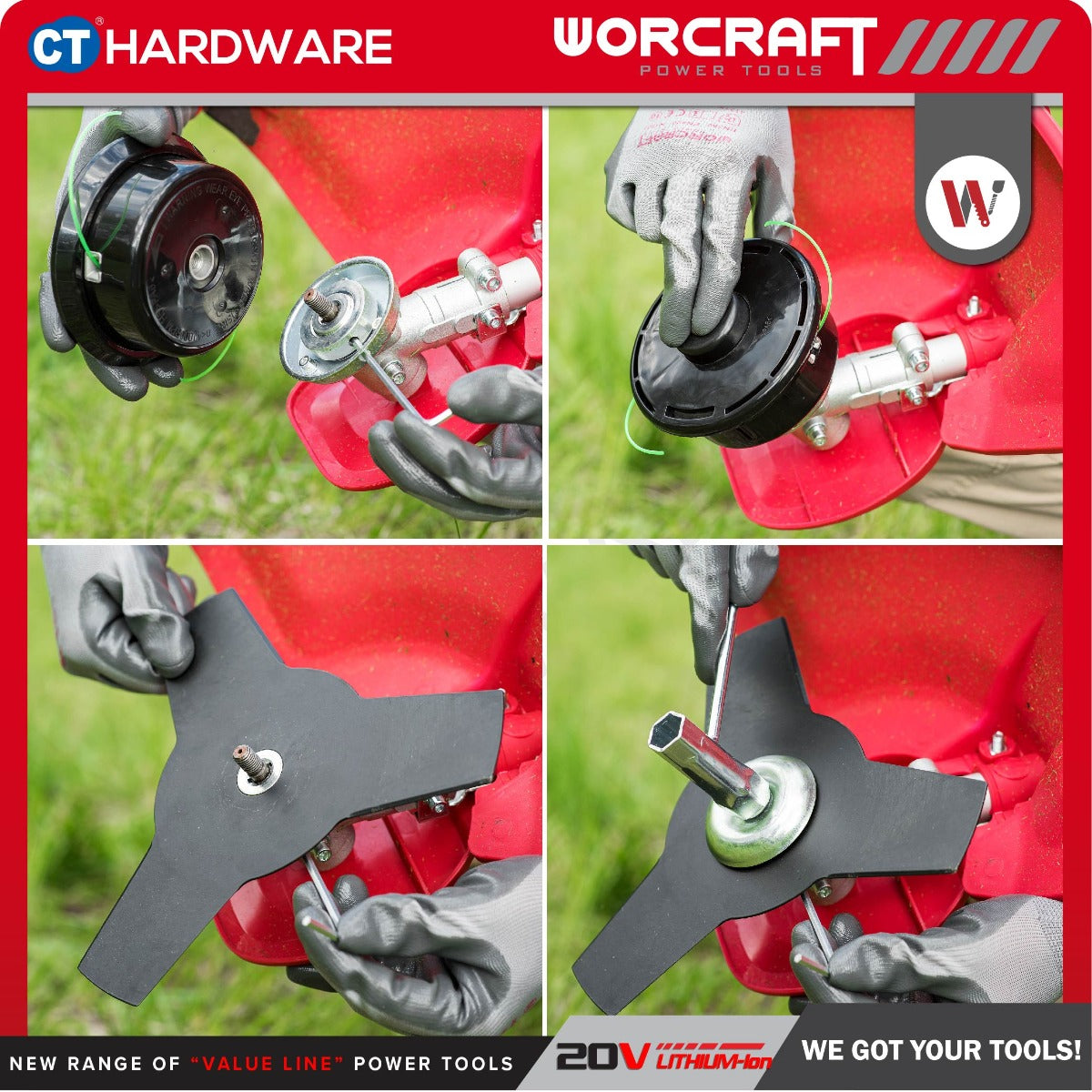 Worcraft CGT-S40LiBH 40V Cordless Brushless Grass Trimmer 250mm 6000RPM
