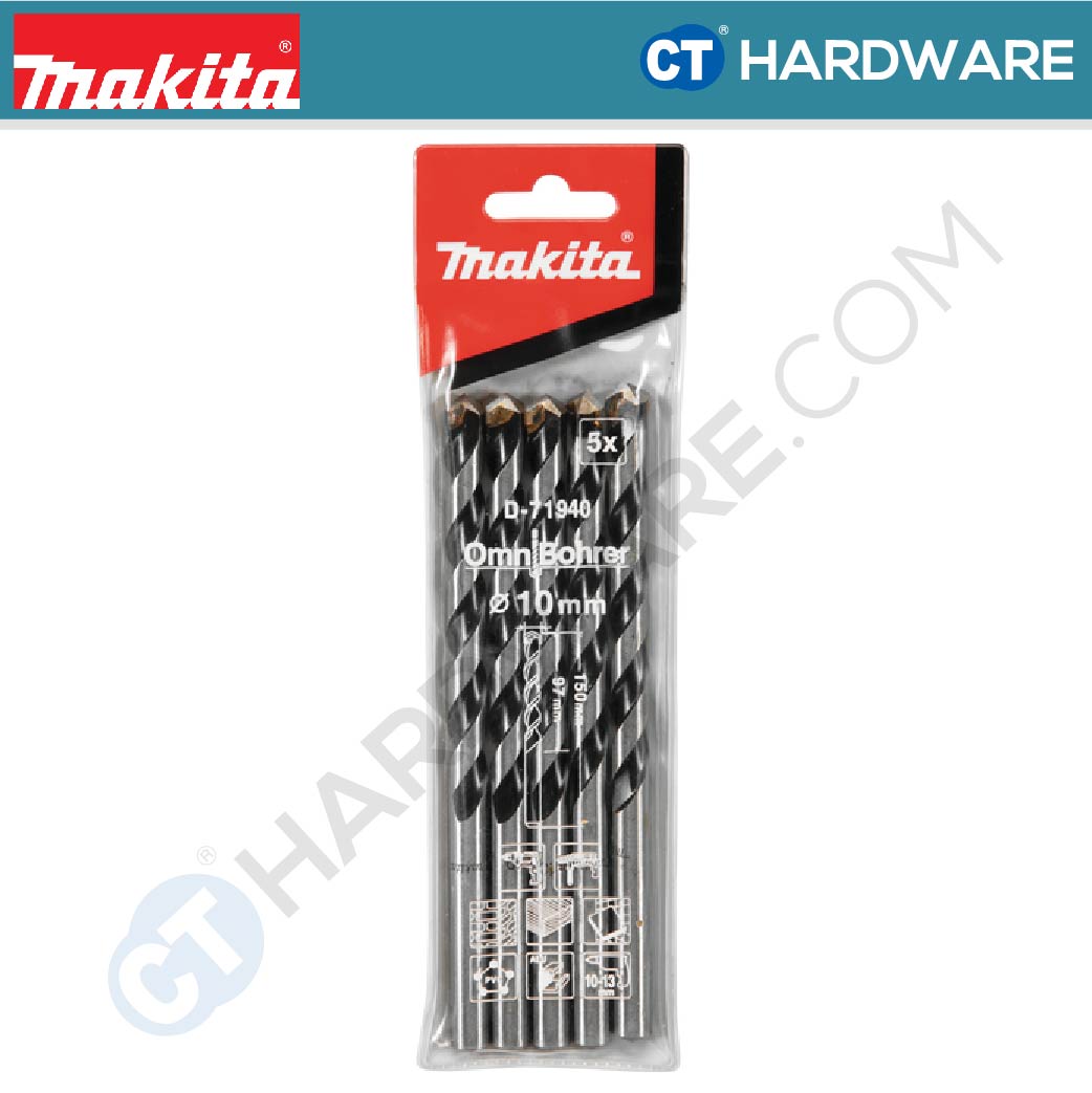 Makita TCT Drill Bit With Straight Shank 3-10 Mm Diameter | Multi Material Multiple