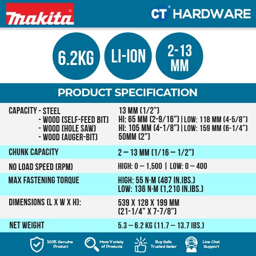 Makita DA001GZ XGT 40Vmax Cordless Brushless Angle Drill 13mm 55NM (Body Only)
