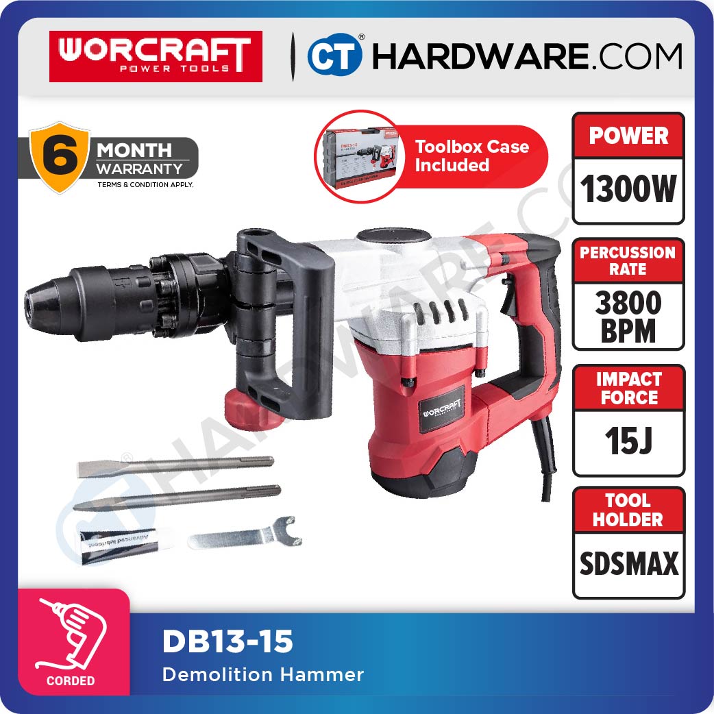Worcraft DB13-15 Demolition Breaker SDS Max 1300W 15J