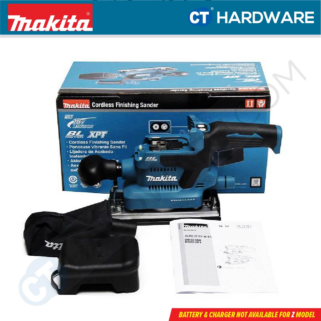 Makita DBO380RTJ/ Z LXT 18V Cordless Brushless Finishing Sander 93x185mm (Body Only | 2-Battery)